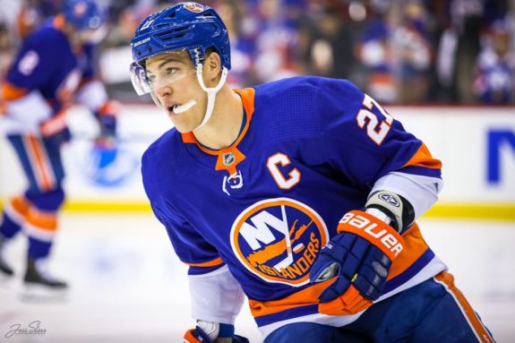 Anders Lee New York Islanders Unsigned Blue Jersey Skating