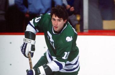 Jeff O'Neill shows off his fantastic new Hartford Whalers