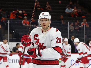 Carolina Hurricanes' Paul Stastny (26) skates after the puck against the  Vancouver Canucks during the second
