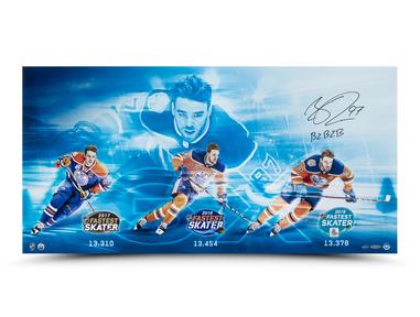 Lot Detail - Connor McDavid - Signed & Framed Edmonton Oilers Blue