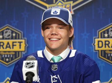 This isn't the first time Nick Robertson will be wearing a Maple Leafs  jersey in Los Angeles